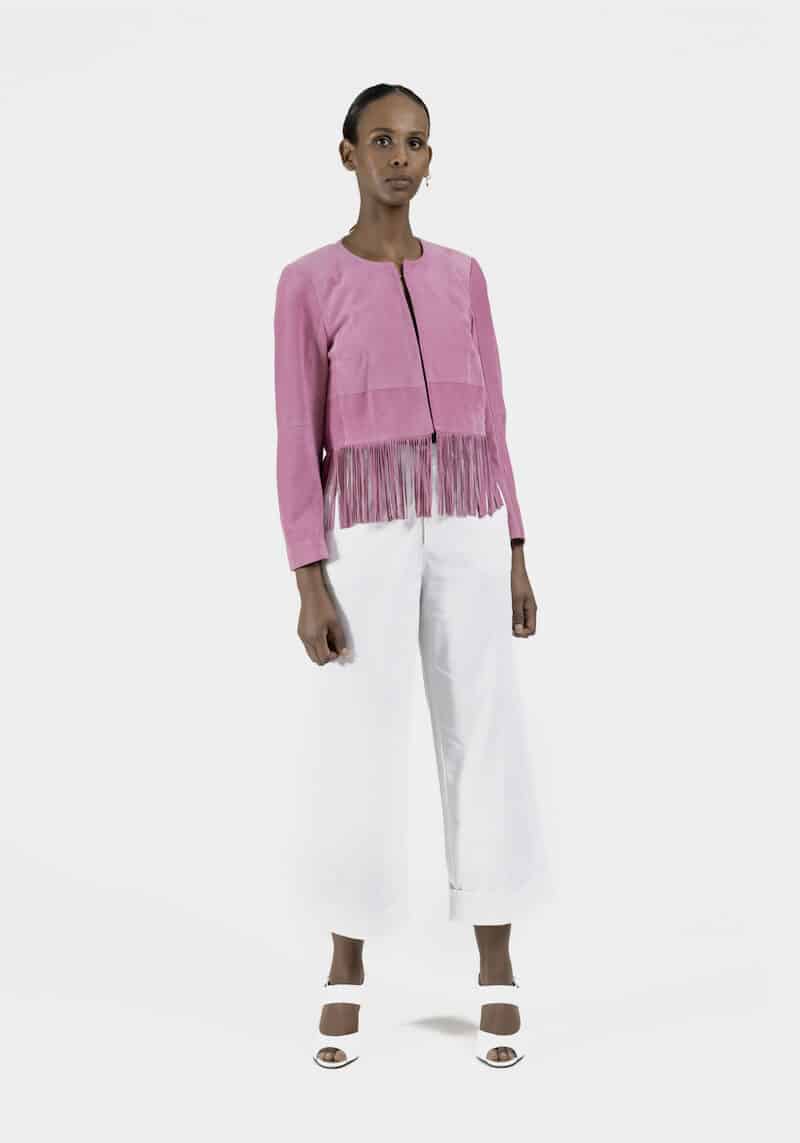 Bilbao-jacket-fringes-pink suede-front