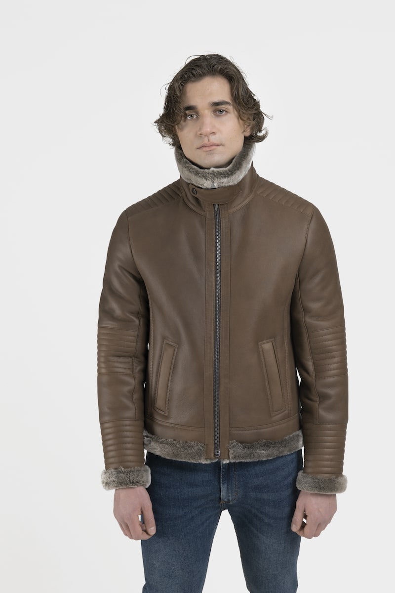 Cazadora biker piel merino