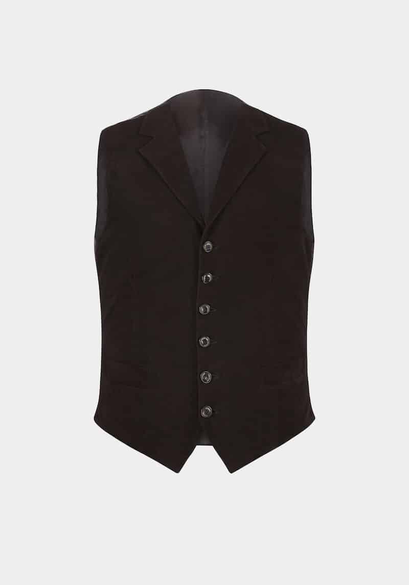 ralph-waistcoat-suede-velvet-lapel-collar-class-elegant-brown