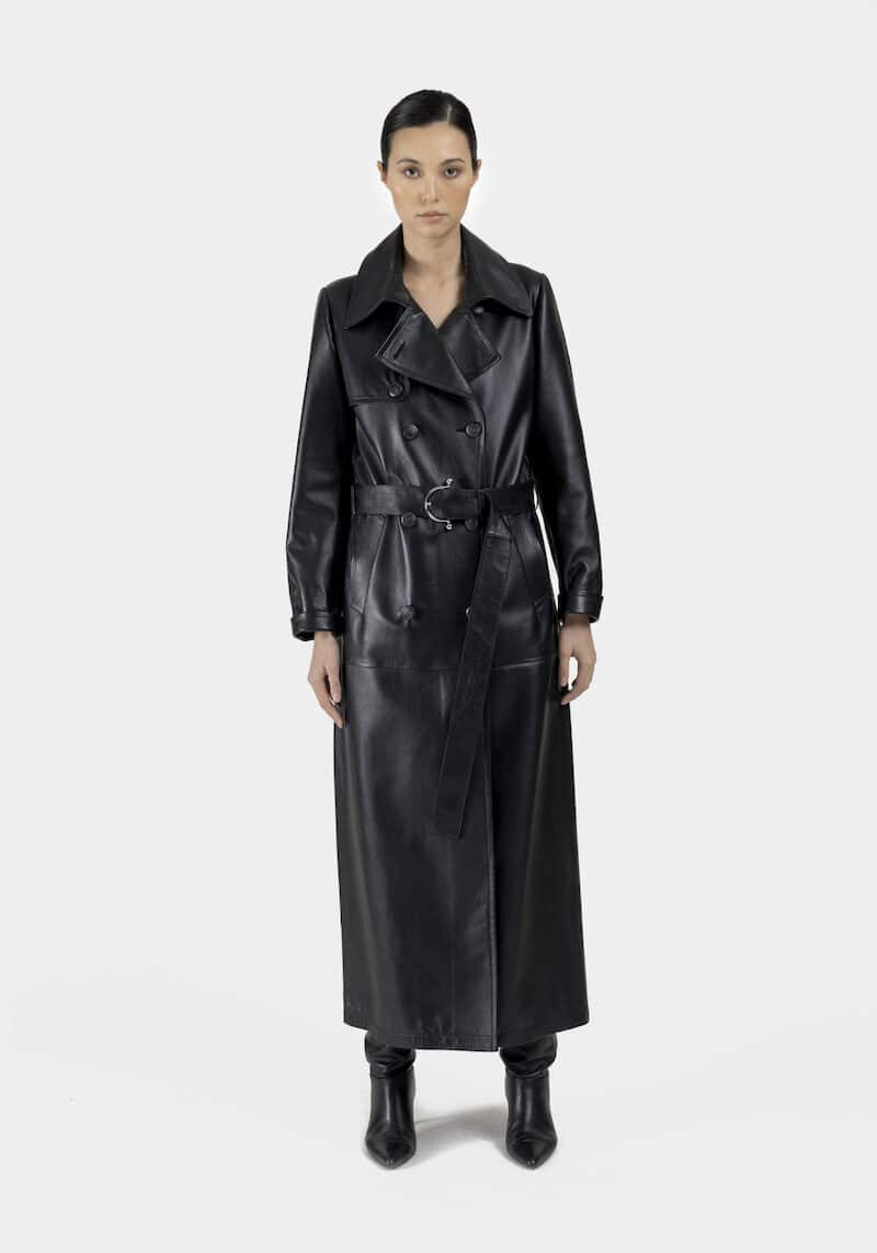 Veda-trench-leather-lambskin-black-front