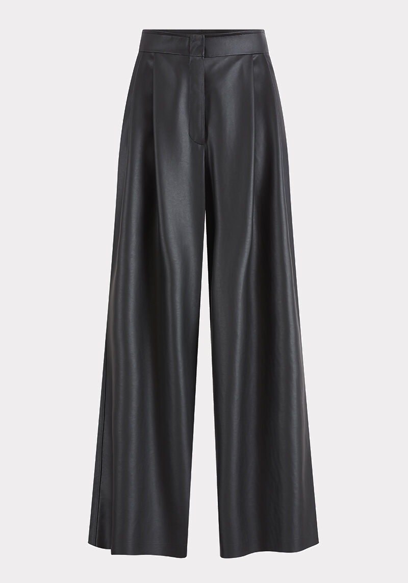 Venezia-pantalon-large-taille-haute-cuir-vegan-noir