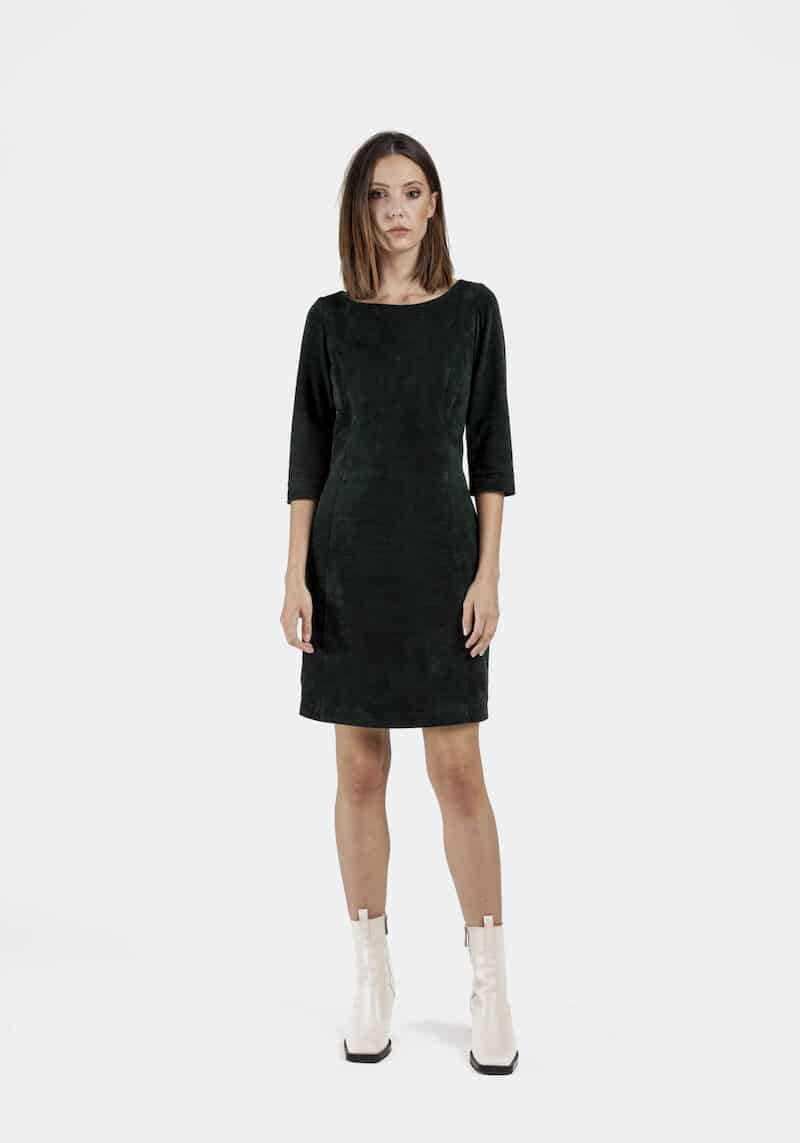 Porto-dress-stretch-suede-green-front