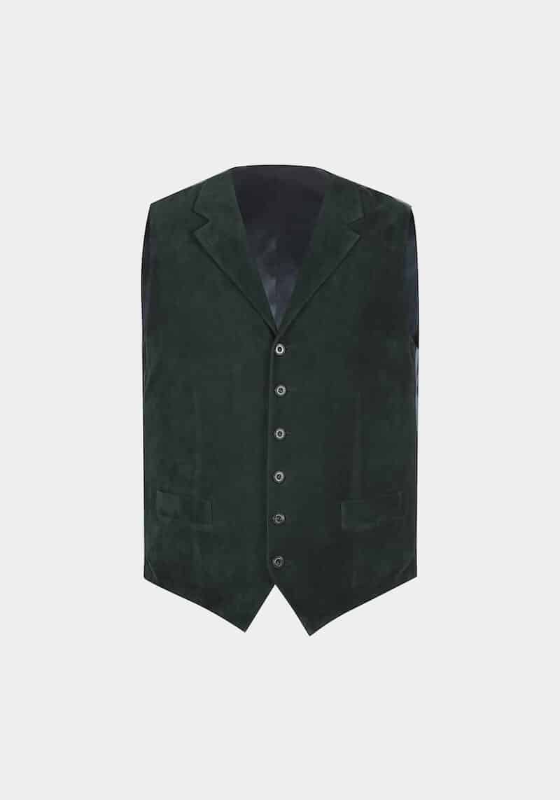 ralph-gilet-suede-fluwelen-revers-kraag-klasse-elegant-groen