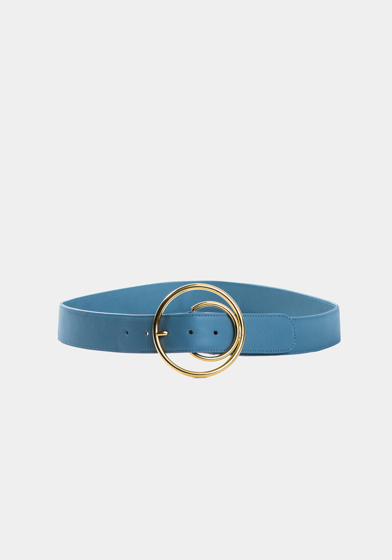 cinturón-cibeles-azul-hebilla-redonda-oro-piel-de-becerro-plena-flor-cara