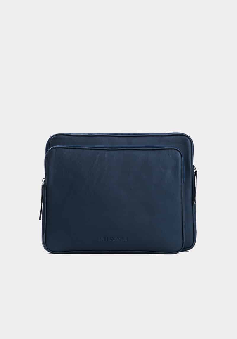 laptop sleeve-genuine leather-luxury-blue-back