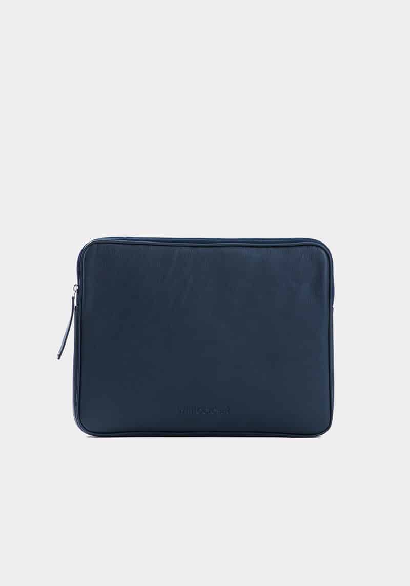 Pochette ordinateur en cuir bleu, Qualité artisanale