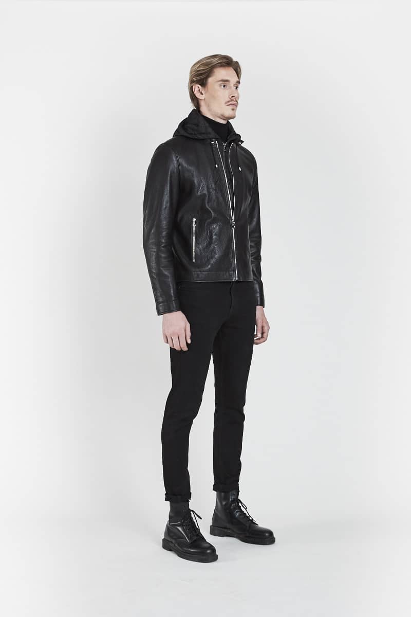 Black grained lambskin biker jacket - Flint - 29thOctober