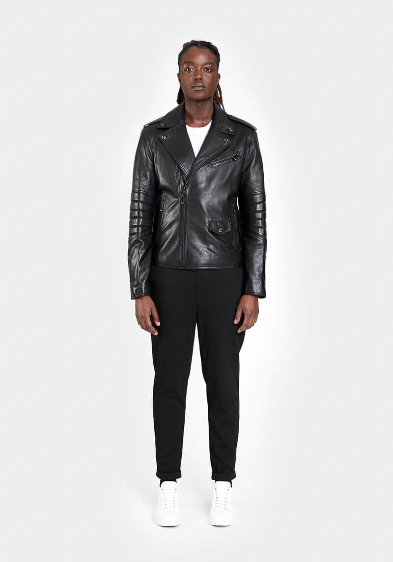 Cesar-perfecto-cintre-blouson-sophistique-motard-cuir-agneau-noir-face