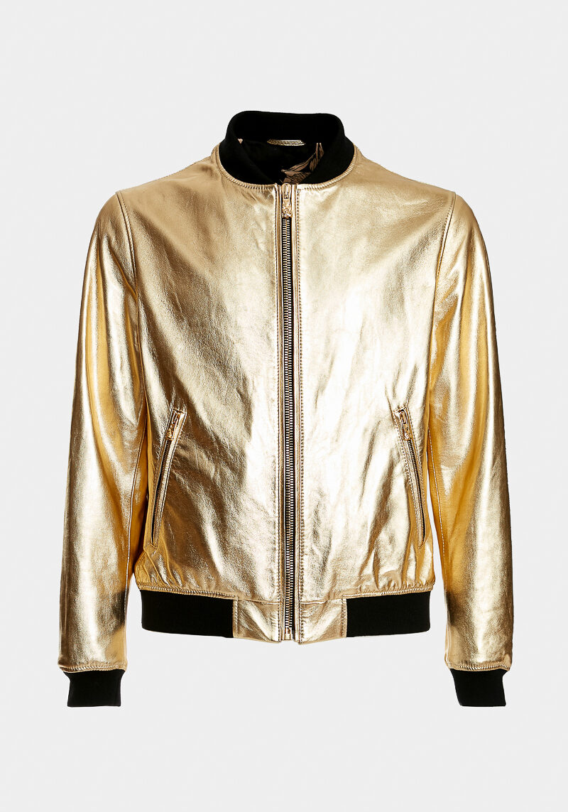 Hugo-giacca-giacca-trendy-sofistica-pelle-agnello-oro-oro
