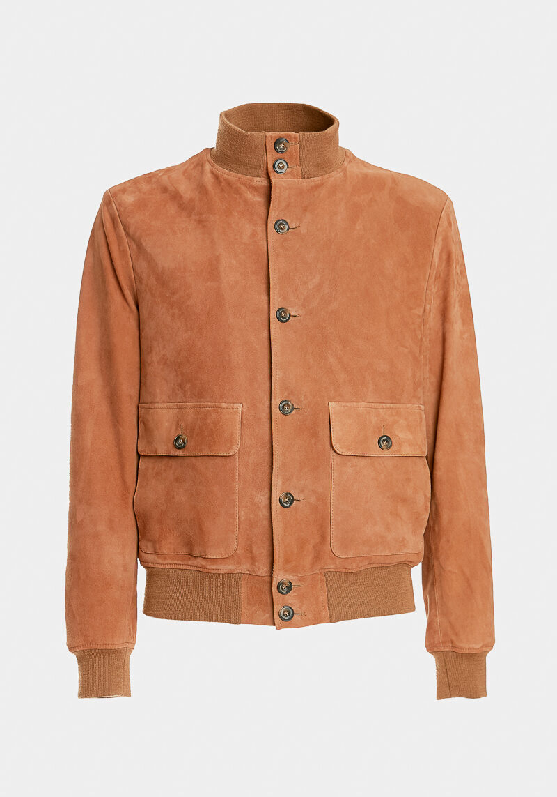 Humberto-giacca-trendy-elegante-camoscio chiaro-velluto-marrone-nocciola