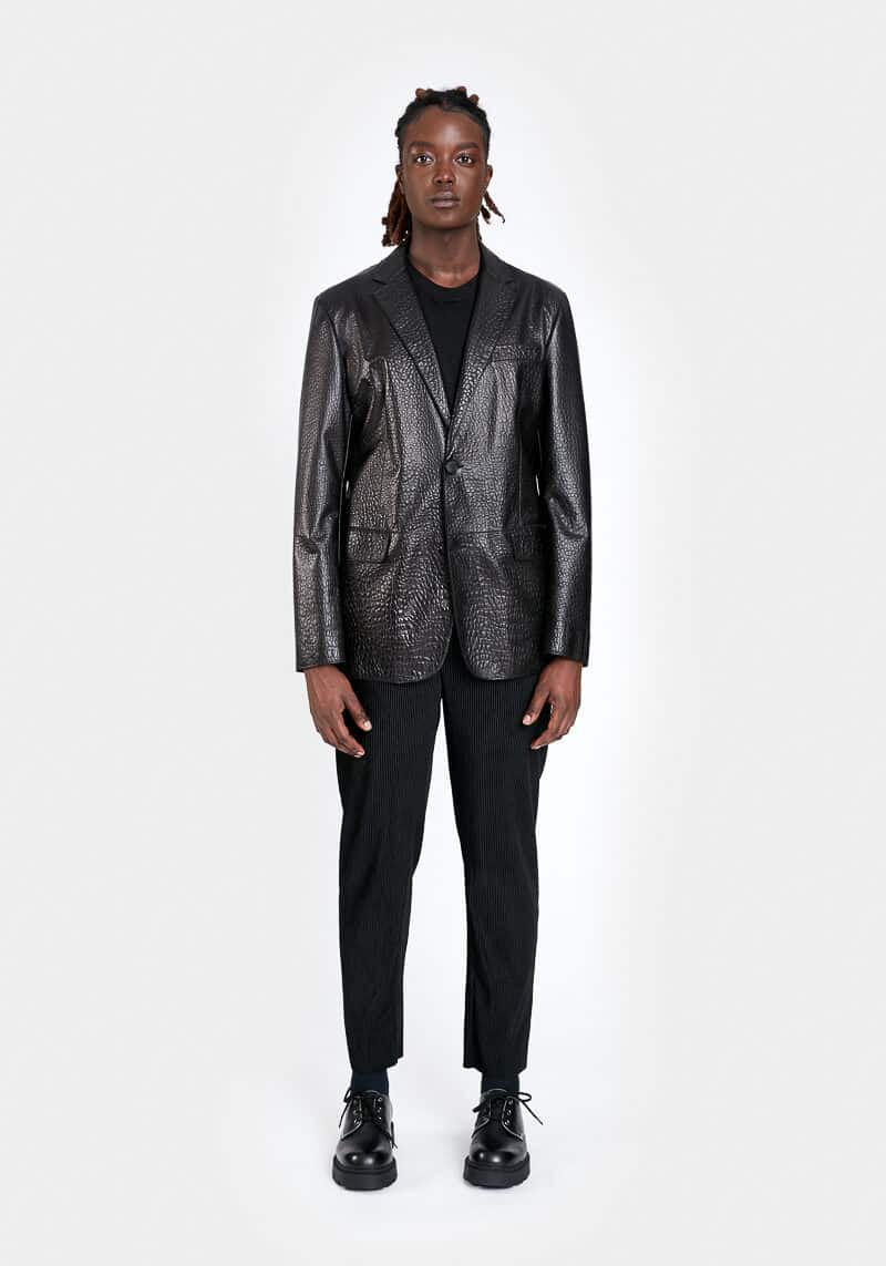 Max-blazer-collar-lapel-leather-lambskin-black-print-crocodile-face