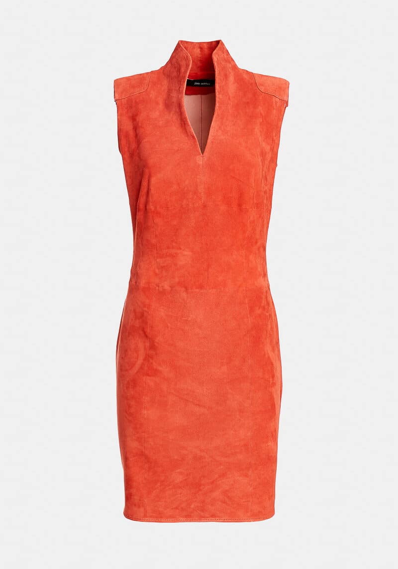 Dakota-fitted-dress-elegant-trendy-suede-velvet-orange