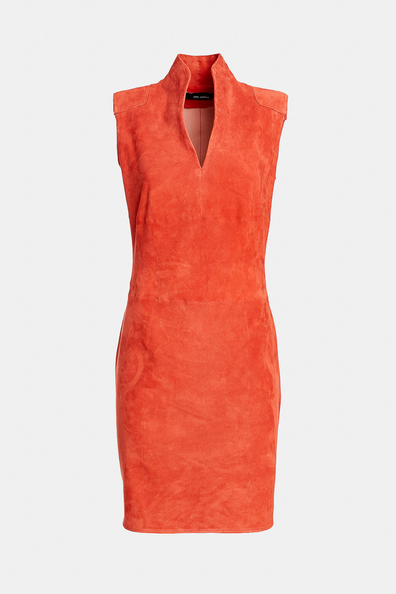 Dakota-robe-cintree-elegante-tendance-daim-velours-orange