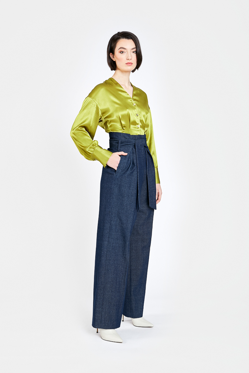 Lisa-pantalon-taille-haute-oversize-ceinture-coton-bleu-cote