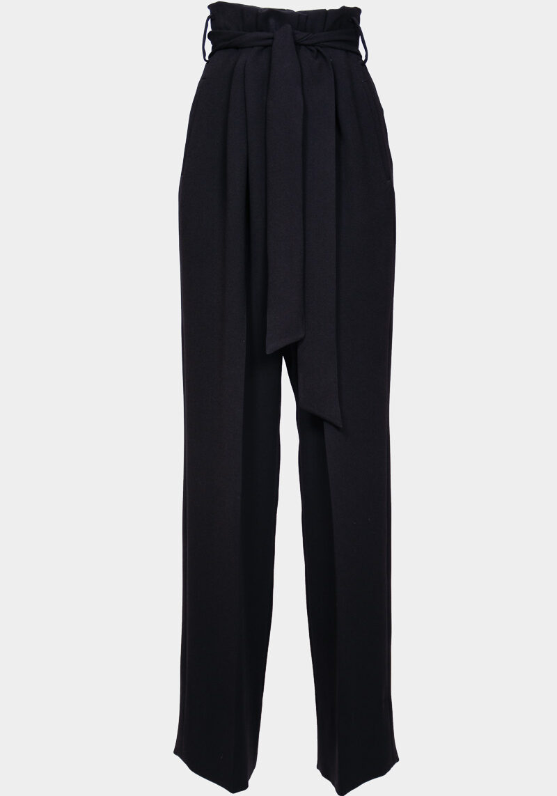 Lisa-wijde-broek-hoge taille-corset-darts-riem-strik-stretch-stof-zwart-elegant-chic-29thoctober
