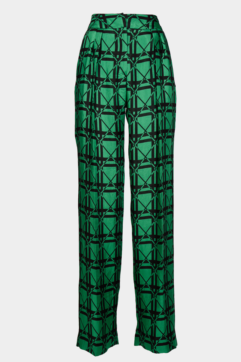 Loredana-pantalon-droit-large-taille-haute-plis-poches-viscose-imprimé-vert-noir-fluide