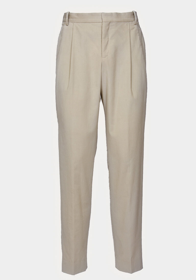 pantaloni alti-classico-comfort-abito-plissettato-design-trendy-fashion-velluto-a-velo-colore-crema-29ottobre
