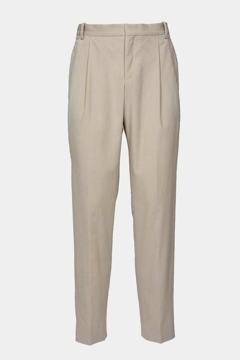 pantaloni alti-classico-comfort-abito-plissettato-design-trendy-fashion-velluto-a-velo-colore-crema-29ottobre