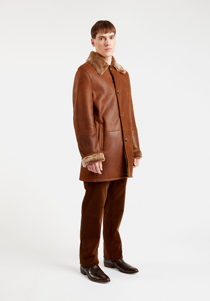 myoken-manteau-classique-épuré-léger-chaud-cuir-mouton-retourne-marron-hiver-luxe-29thoctober