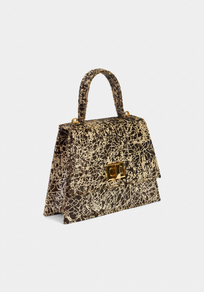 Artemis-mini-sac-a-main-cuir-poulain-pleine-fleur-velours-noir-marbré-élégant