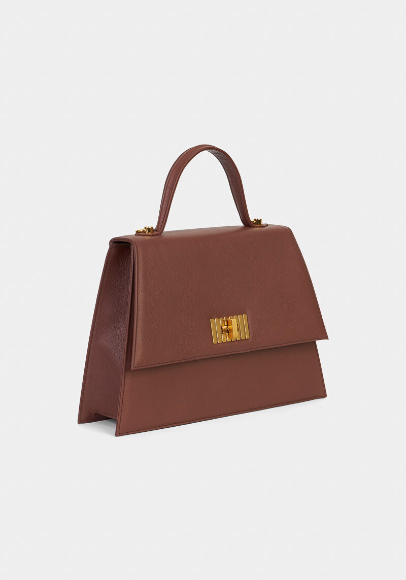 Artemis-sac-a-main-cuir-veau-pleine-fleur-marron-élégant