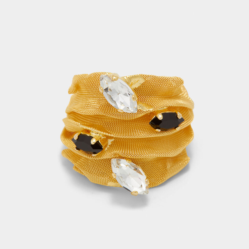 bague-plaqué-or-cristaux-swarovski-noir-blanc-design-luxe-ajustable-élégant