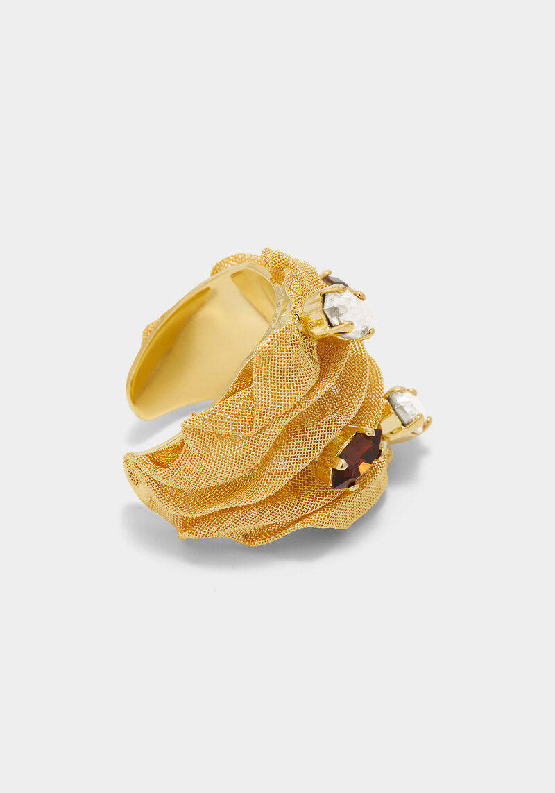 bague-plaqué-or-cristaux-swarovski-brun-blanc-design-luxe-ajustable