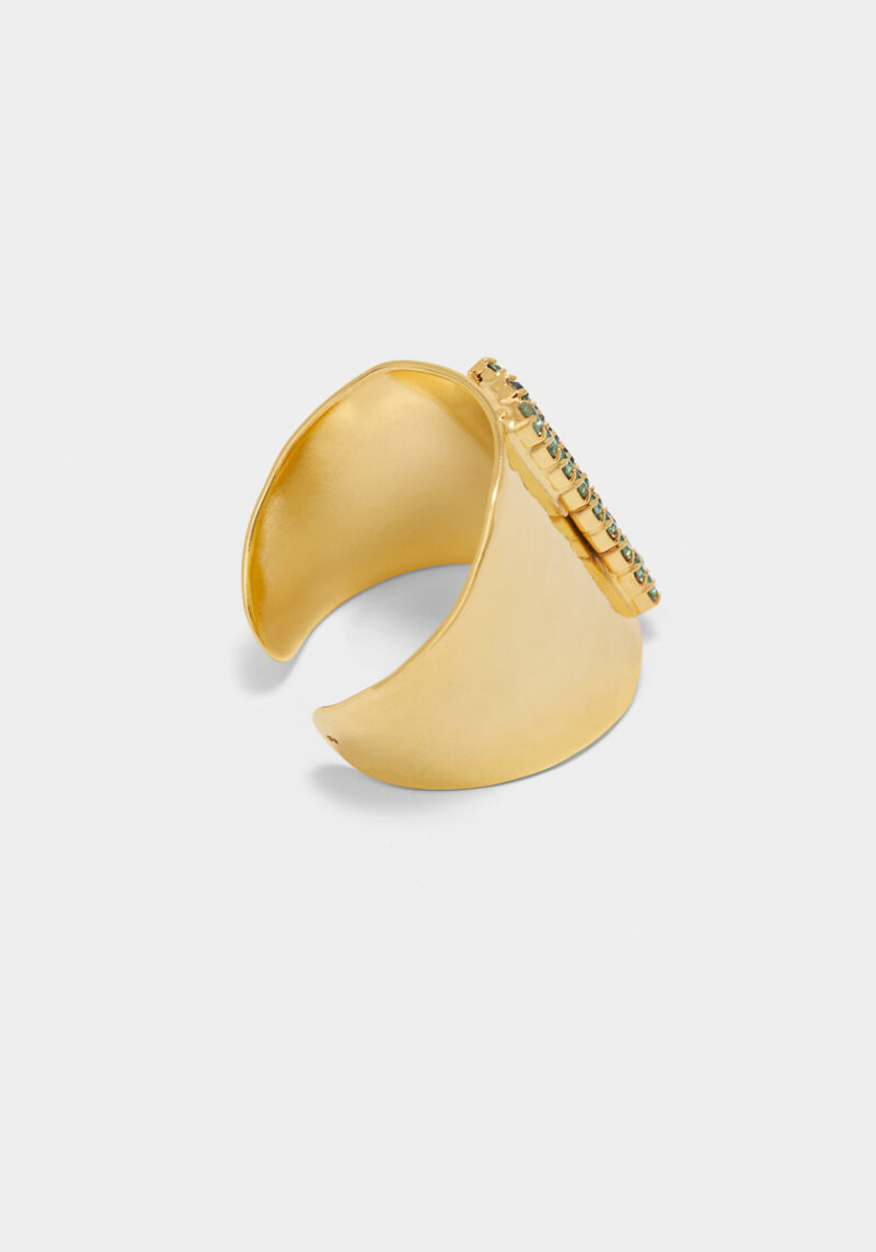 bague-plaqué-or-cristaux-swarovski-noir-vert-design-luxe-ajustable