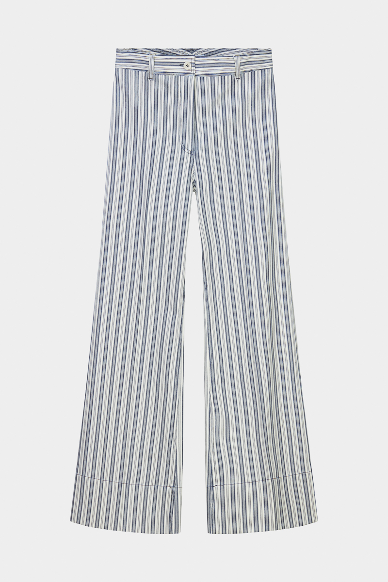 Filippa-pantalon-rayé-coton-coupe-évasée-design-tendance-créateur-fluide-élégant