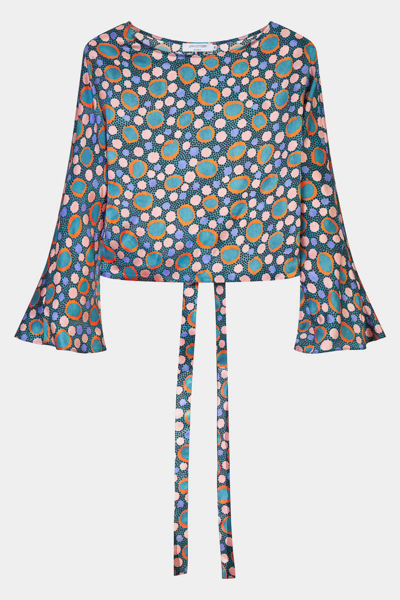 Gaelle-chemise-top-soie-imprimé-manches-trompettes-élégant-boheme-chic