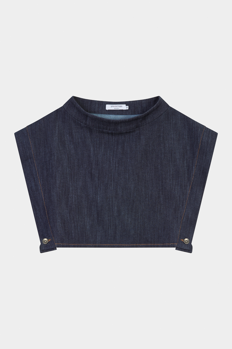 Naomie-cap-top-coton-denim-bleu-design-unique