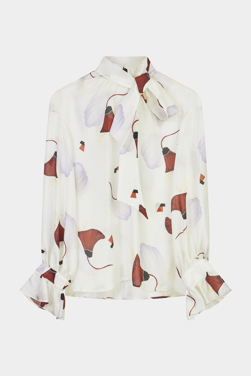 Rime-chemise-soie-beige-imprimée-poétique-raffinée-design-élégant-chic-créateur