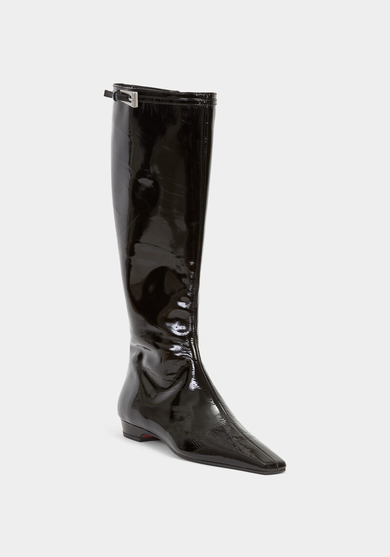 bottes-hautes-cuir-verni-noir-brillant-design-élégant-intemporel-unique-luxe