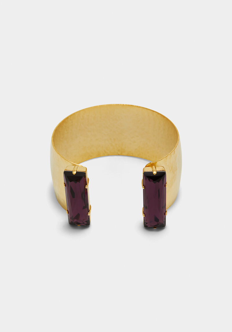 bracelet-plaqué-or-martelé-cristaux-swarovski-améthyste-design-luxe