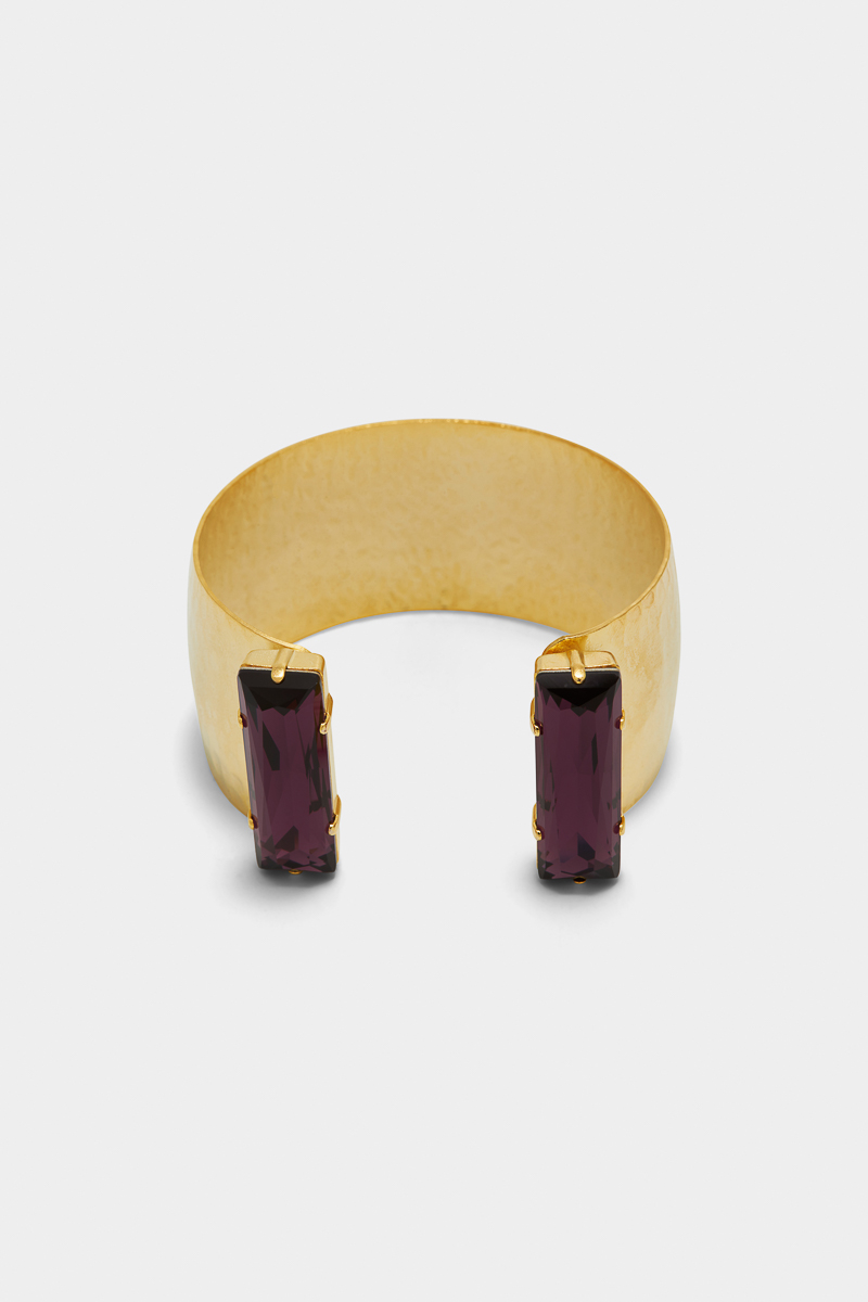 bracelet-plaqué-or-martelé-cristaux-swarovski-améthyste-design-luxe