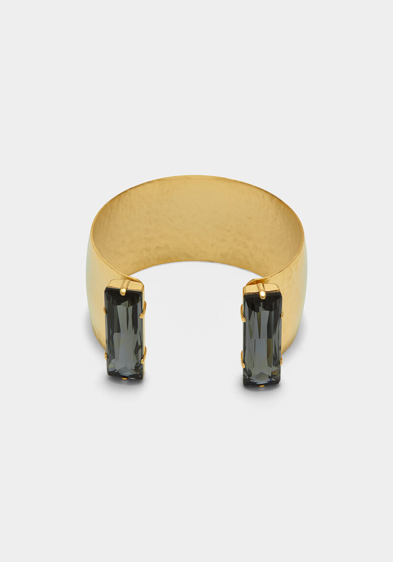 bracelet-plaqué-or-martelé-cristaux-swarovski-noir-design-luxe